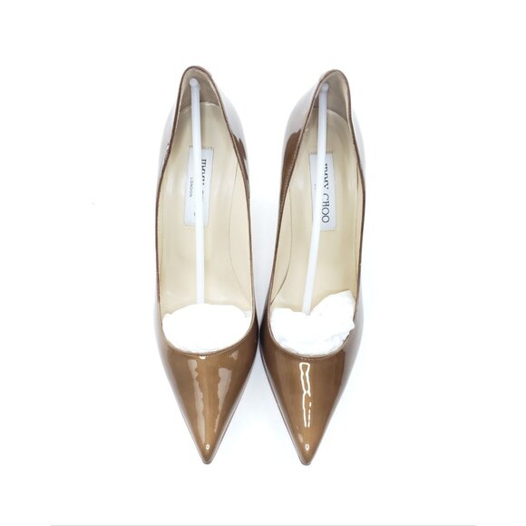 Jimmy Choo Agnes Tan Patent Leather Pointed Toe Pumps Womens Size 38 US 8 - Picture 4 of 14